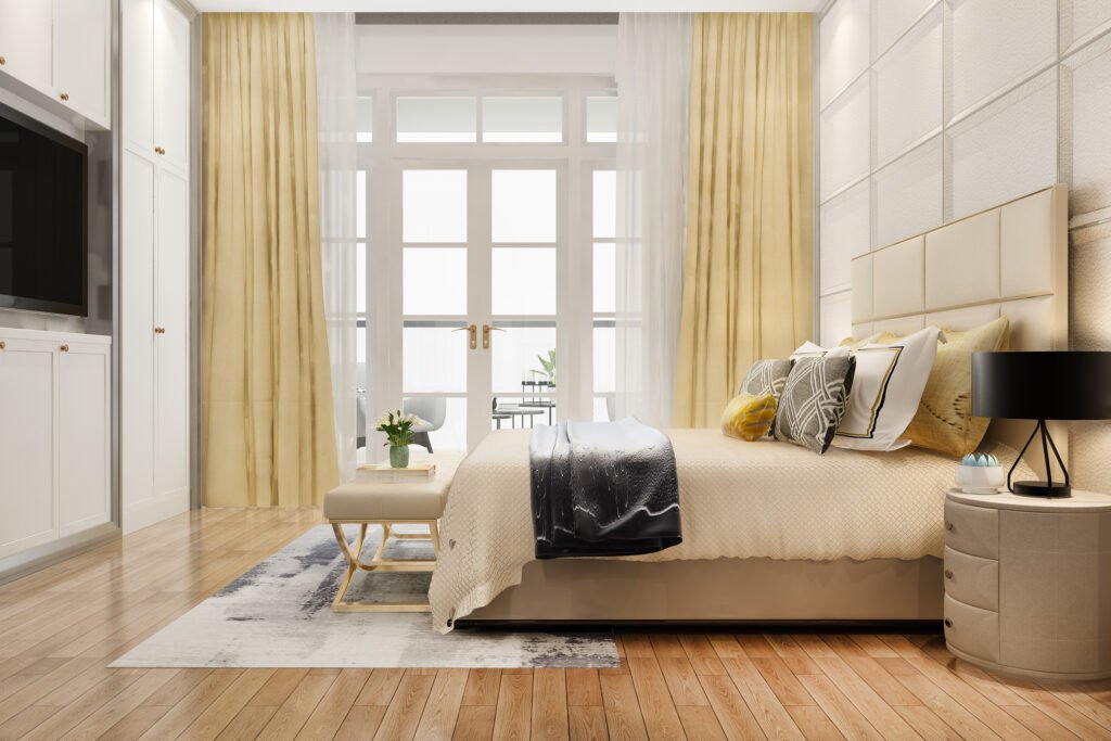 Elegant bedroom visualization highlighting personalized details in custom home design