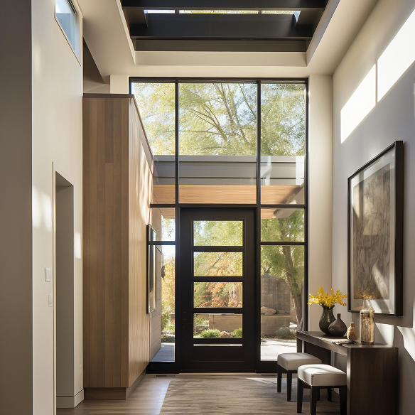 Contemporary extension design with sleek entryway, showcasing modern architectural style
